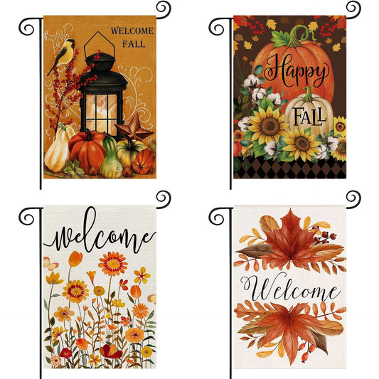 Thanksgiving Garden Banner Unique Pumpkin Flower Decoration Double-sided Printing Flag