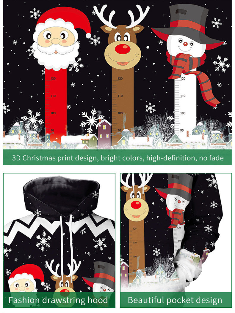 Men's And Women's Fashion Simple Printed Christmas Hooded Sweater