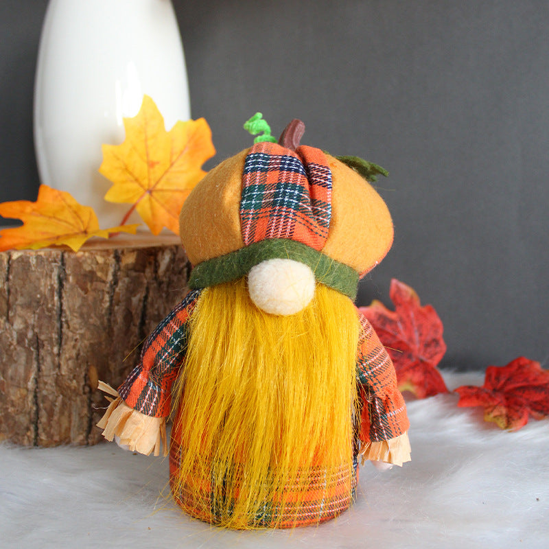 Thanksgiving Day Pumpkin Hat Faceless Doll Harvest Festival Rudolf Show Window Decorations