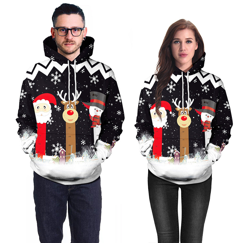 Men's And Women's Fashion Simple Printed Christmas Hooded Sweater