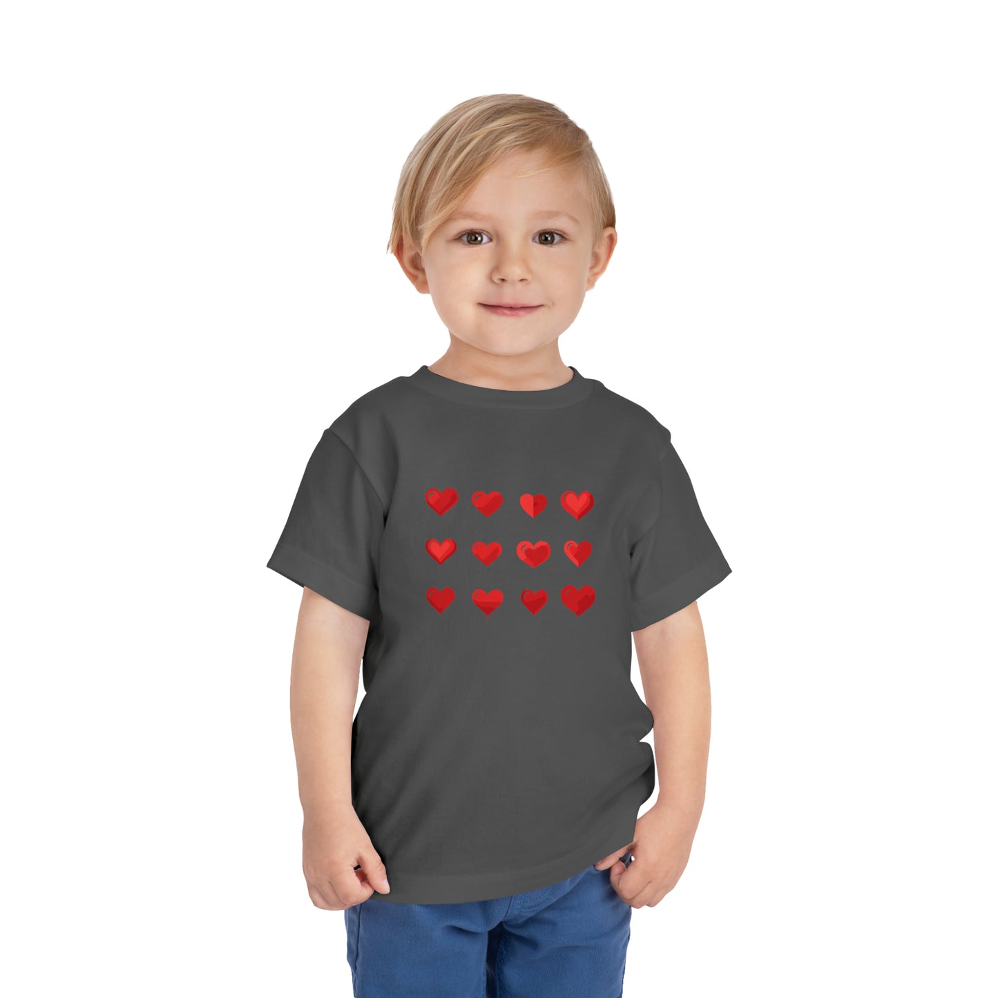 Valentine's Red hearts shape design Toddler Short Sleeve Tee