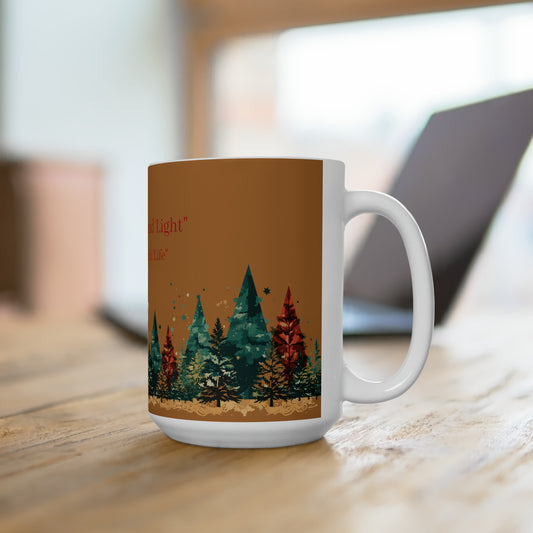 Peace, love and life colorful design Christmas Ceramic Mug15oz