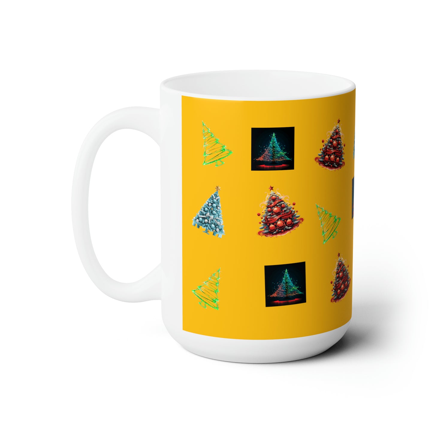 Fa-la-la Christmas yellow Ceramic Mug 15oz