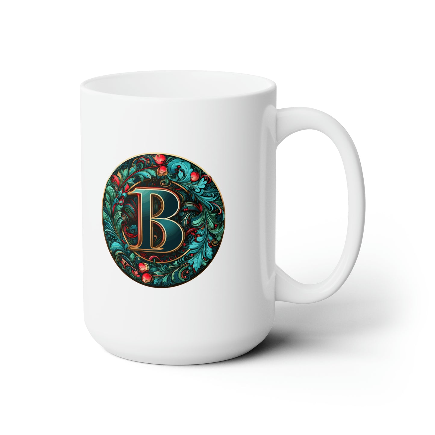 Christmas colorful Alphabet B design white Ceramic Mug 15oz