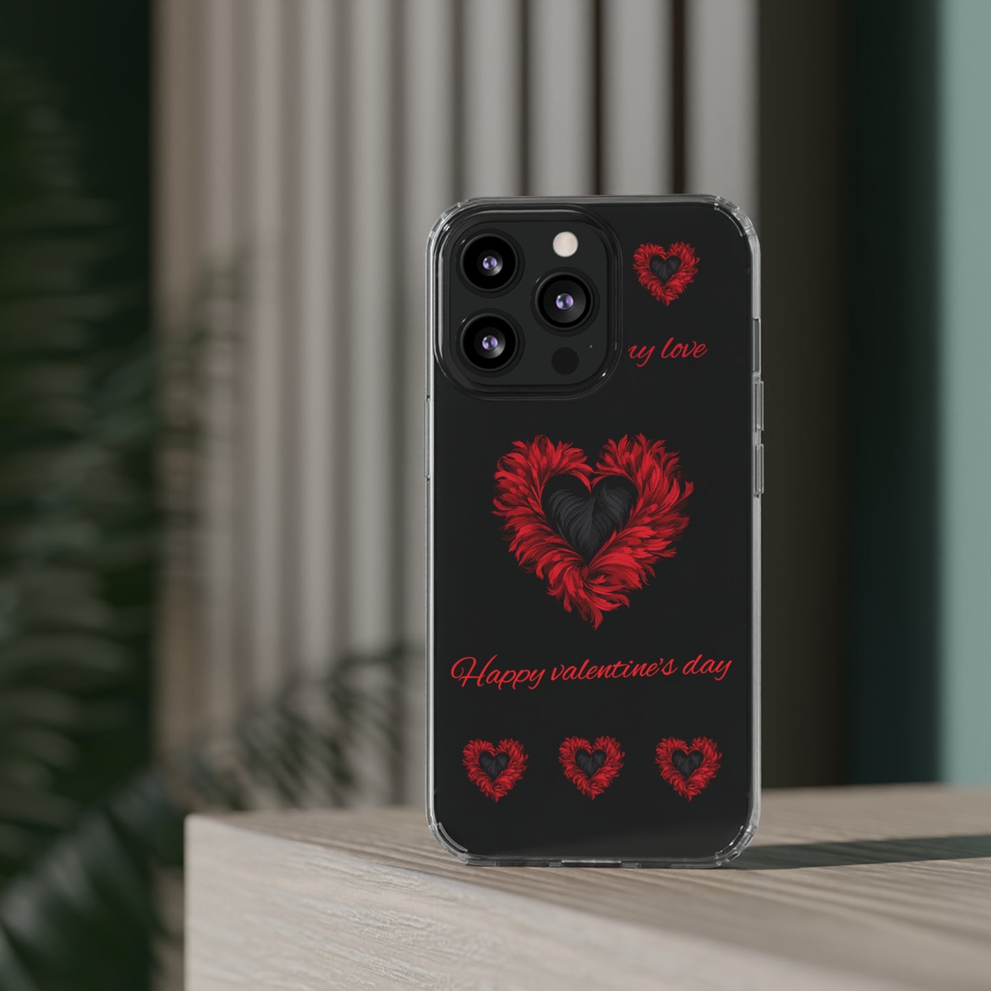 Valentine's day, red heart shapes Clear Cases