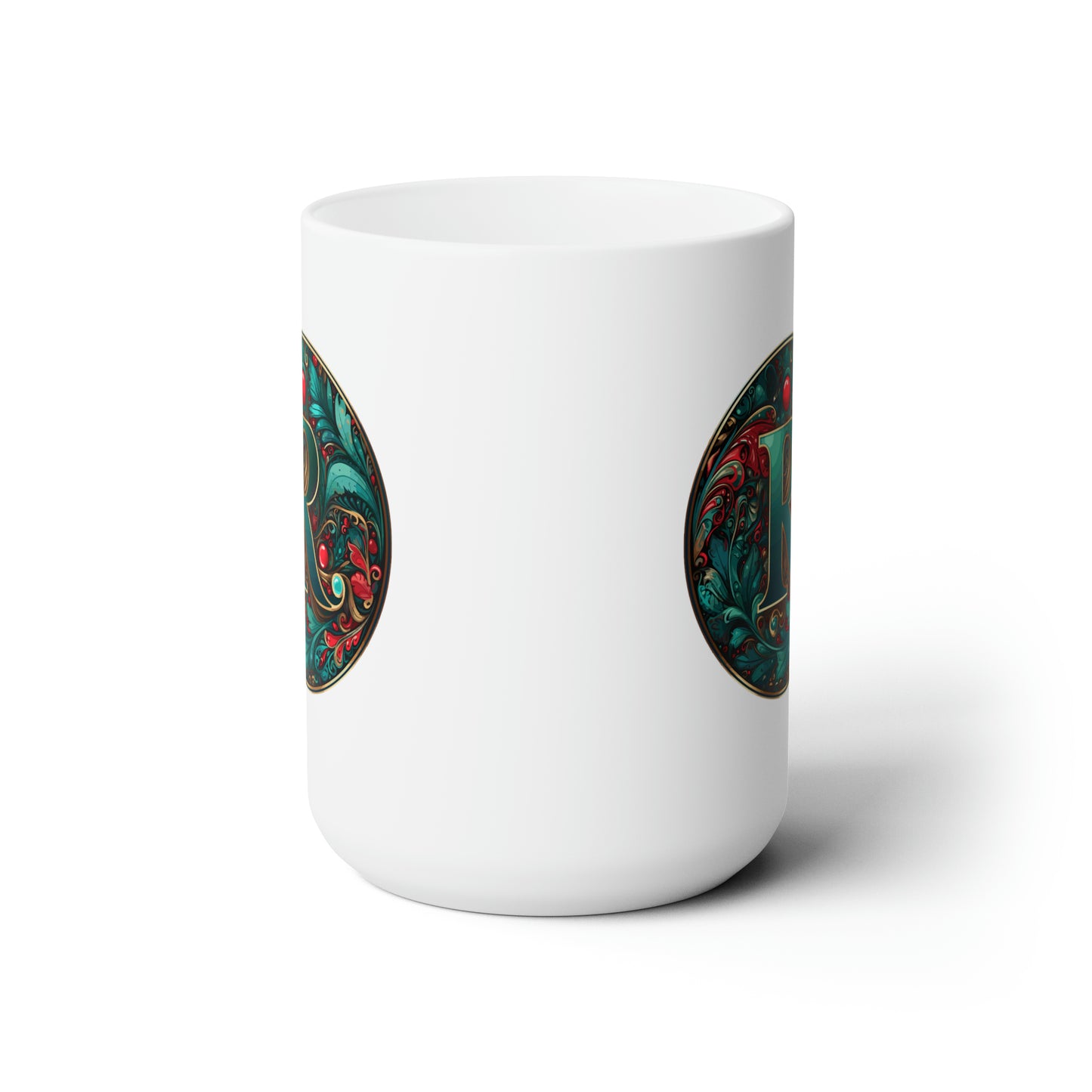 Christmas colorful Alphabet R design white Ceramic Mug 15oz