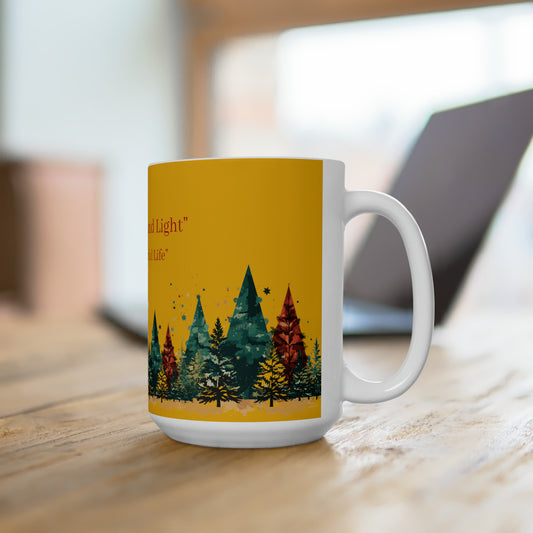 Peace, love and life colorful design Christmas Ceramic Mug15oz