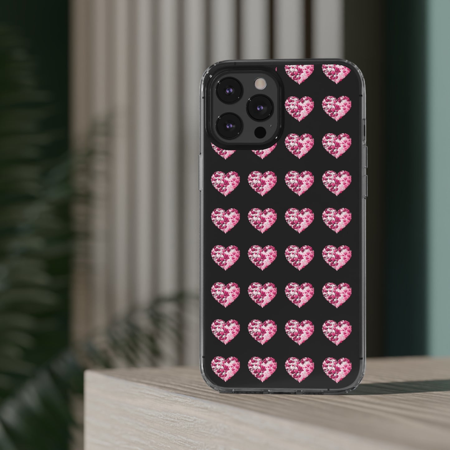 Valentine's Day, red heart shape design Clear Cases