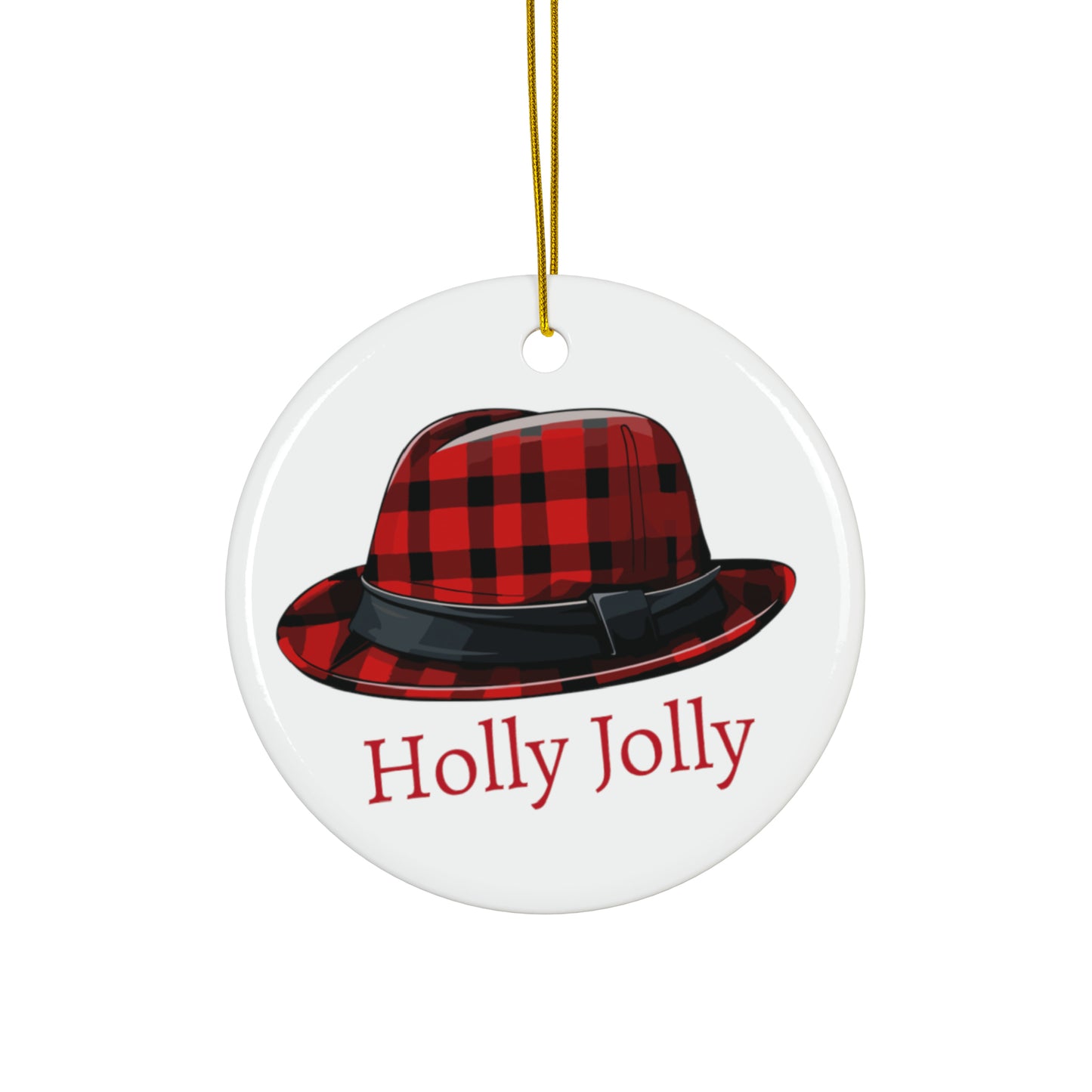 Holly Jolly Christmas hat Ceramic Ornaments (1pc, 3pcs, 5pcs, 10pcs)