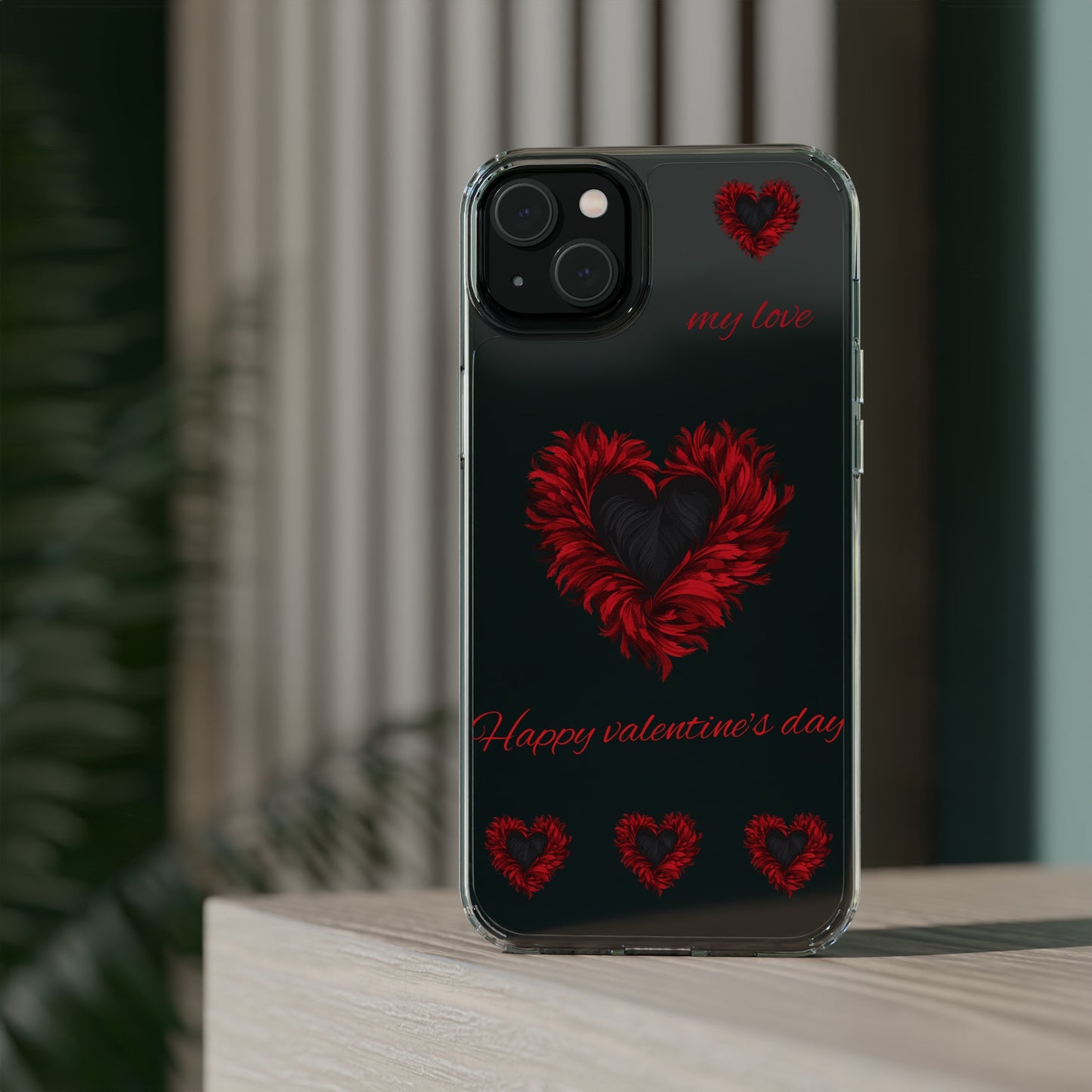 Valentine's day, red heart shapes Clear Cases