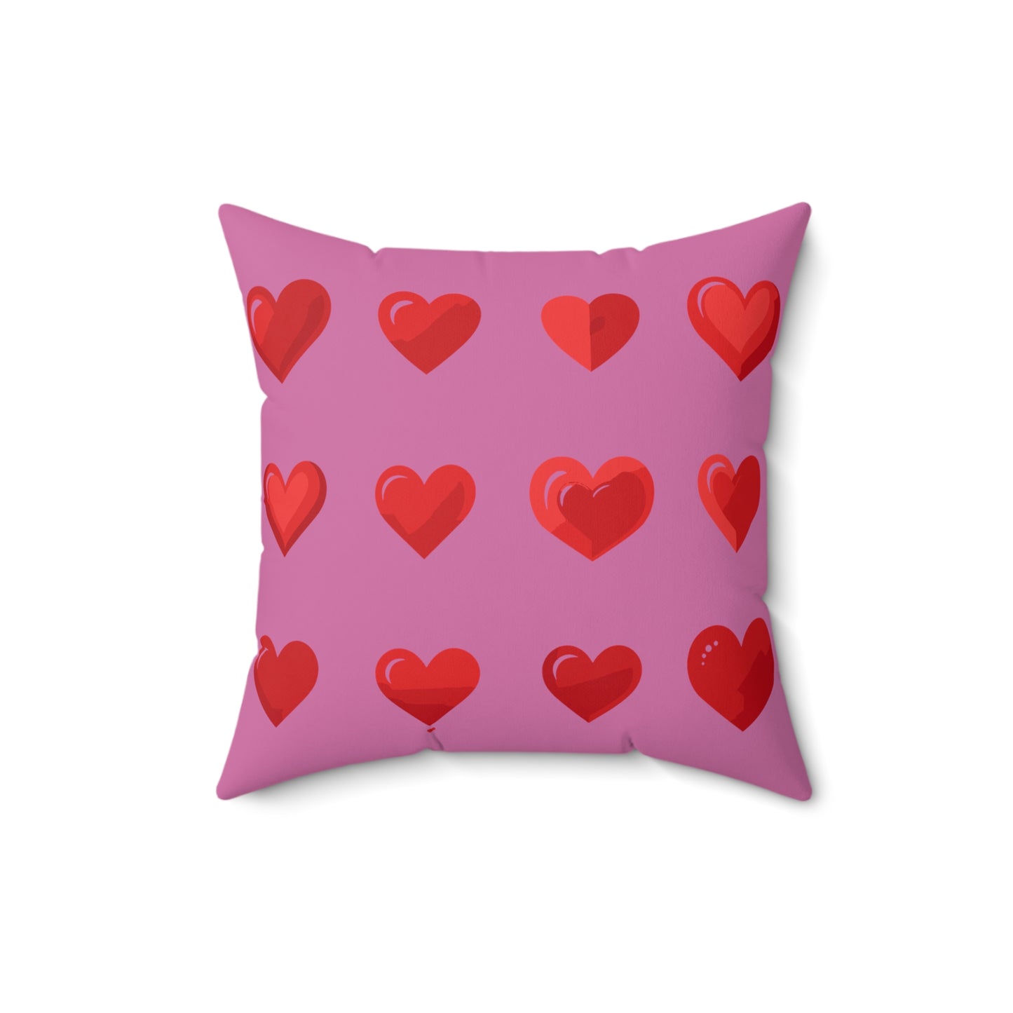 Valentine's day best home decor red hearts design on light pink Spun Polyester Square Pillow