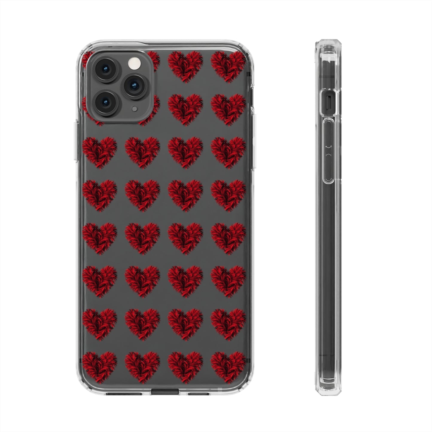 Valentine's Day, red heart shape design Clear Cases