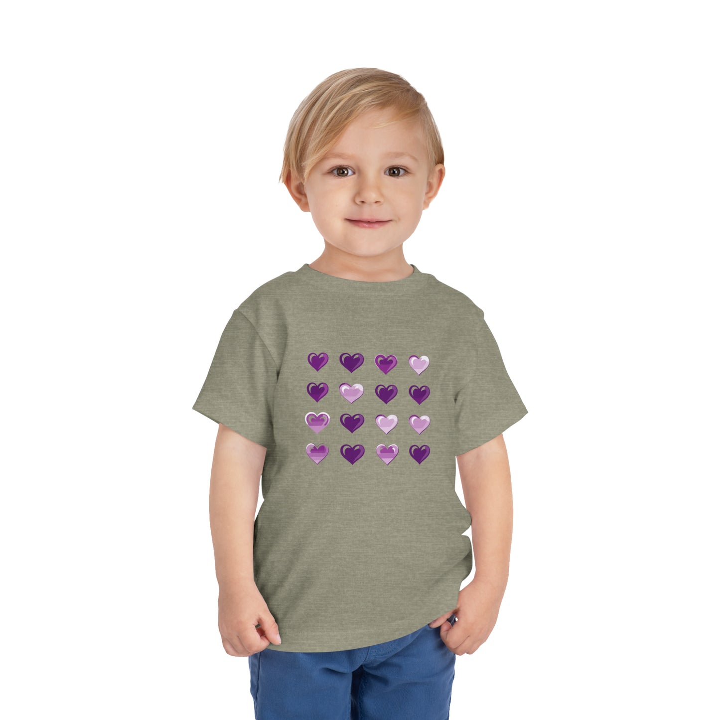 Valentine's purple and white hearts shape design Toddler Short Sleeve Tee