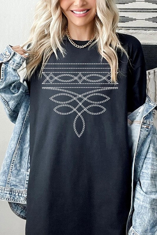 Western Boot Stitch Graphic Plus Heavy Cotton Tee