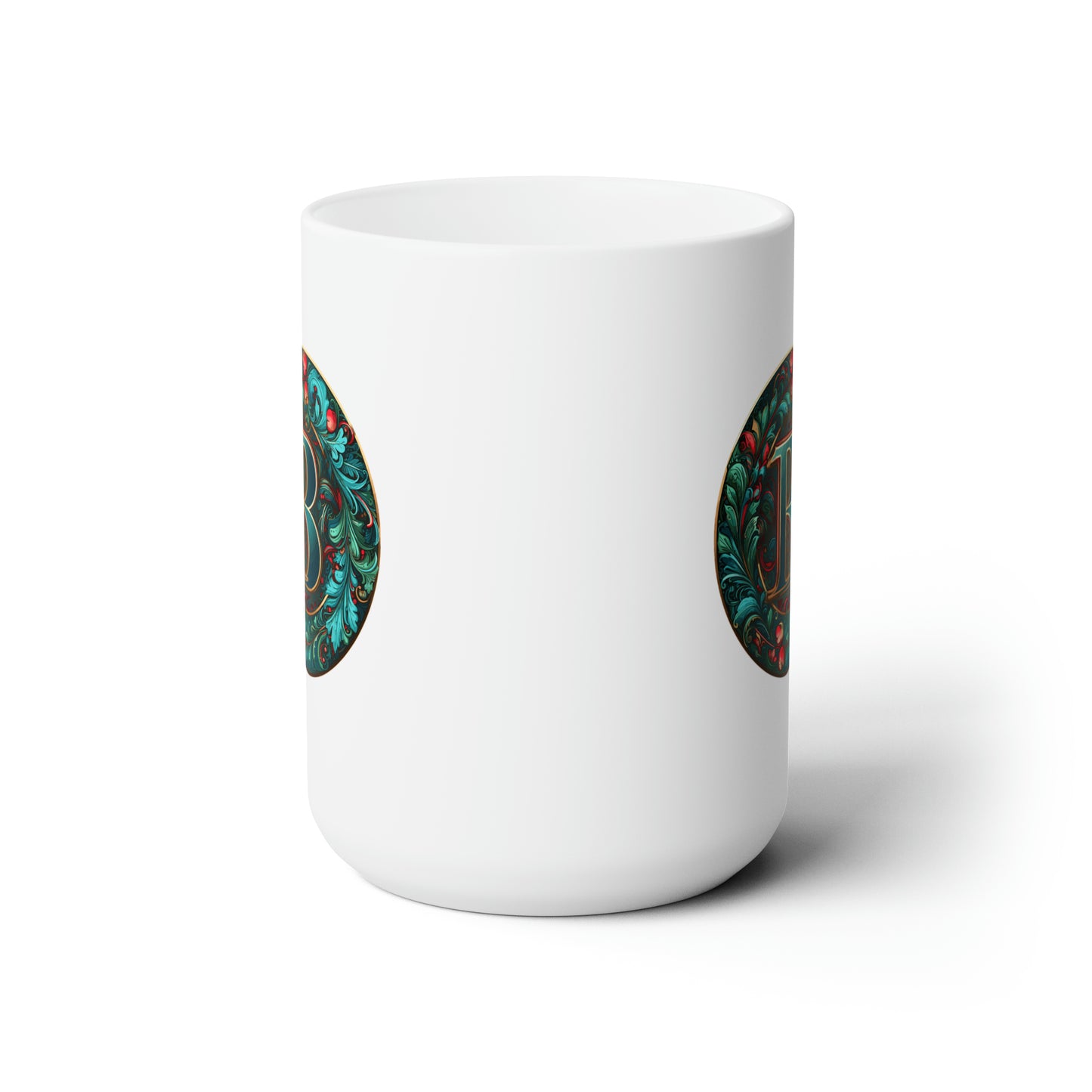 Christmas colorful Alphabet B design white Ceramic Mug 15oz