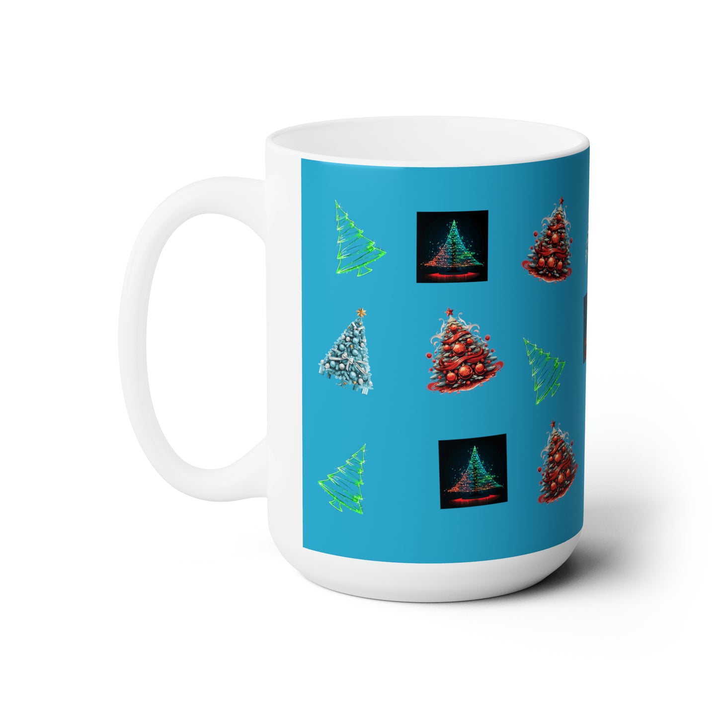 Fa-la-la Christmas Turquoise Ceramic Mug 15oz