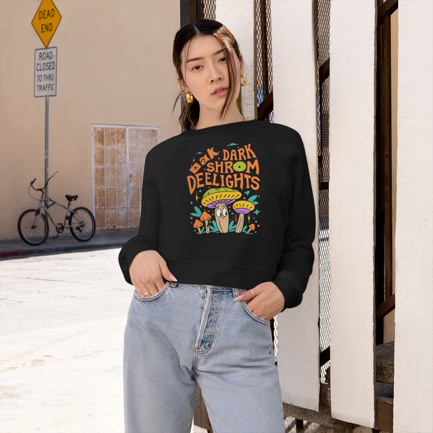 Dark Shroom Delights Sweatshirt, Unique Mushroom Costume & Spooky Season Halloween Sweatshirt