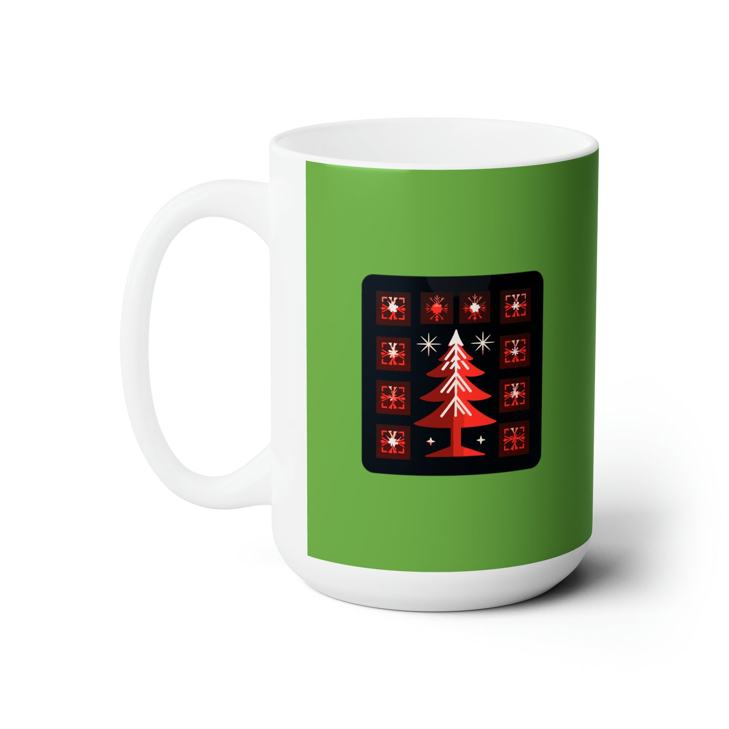 A big Christmas tree decoration, Green Ceramic Mug 15oz