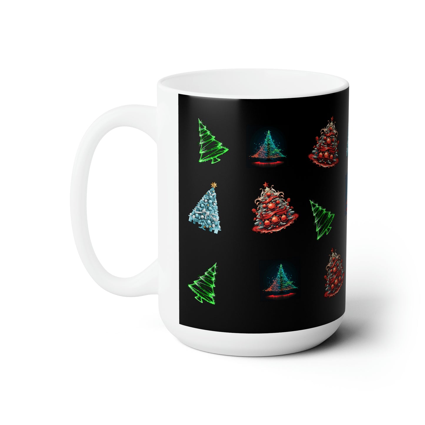 Fa-la-la Christmas Black Ceramic Mug 15oz