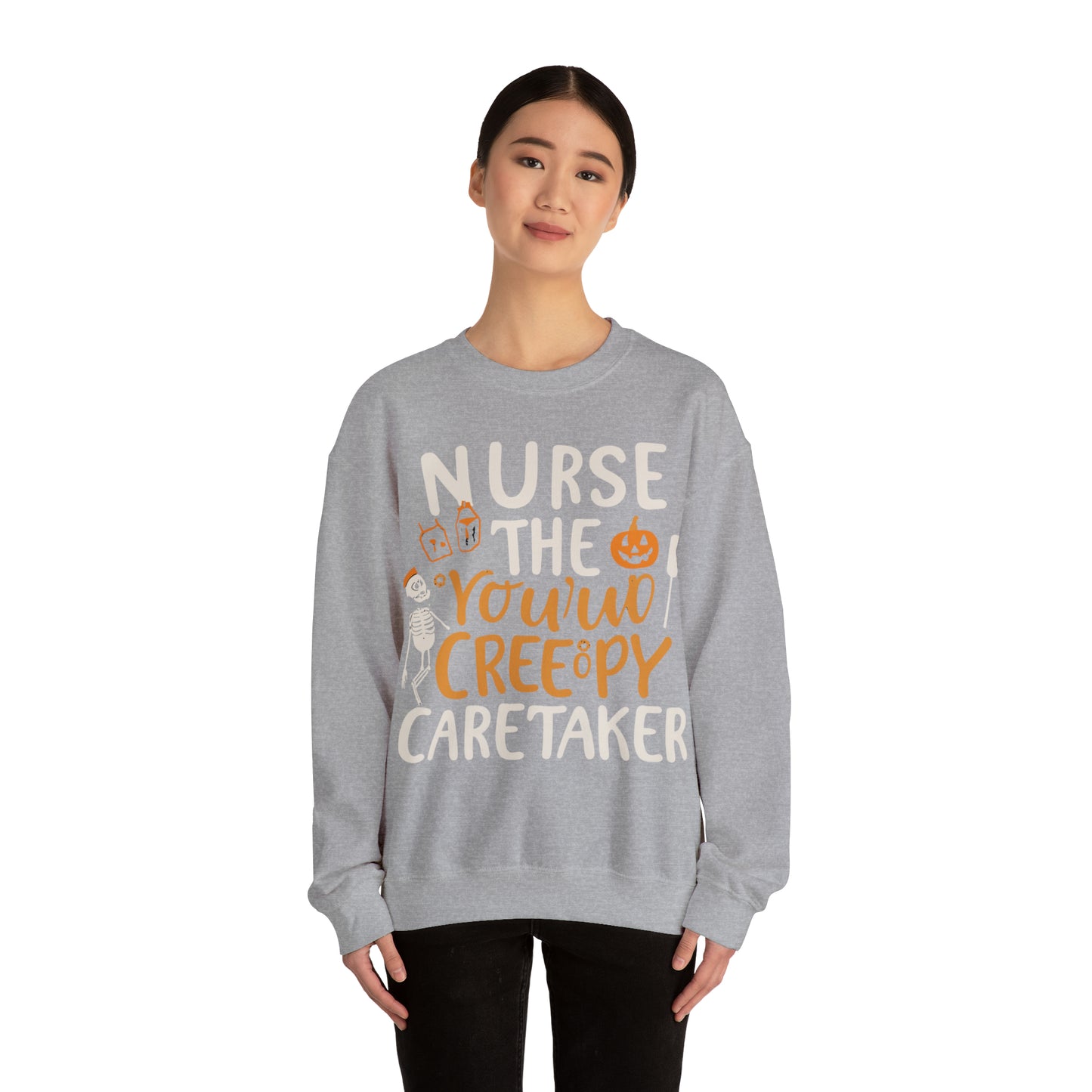 Nurse The Creepy Caretaker Halloween Sweatshirt, Spooky Season Halloween Sweatshirt, Halloween Costume, Spooky Sweatshirt, Halloween Gifts