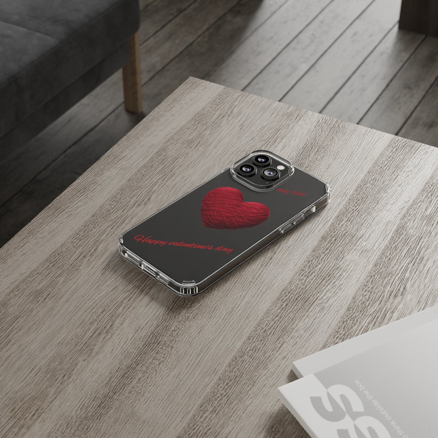 Valentine's Day, red heart shape design Clear Cases