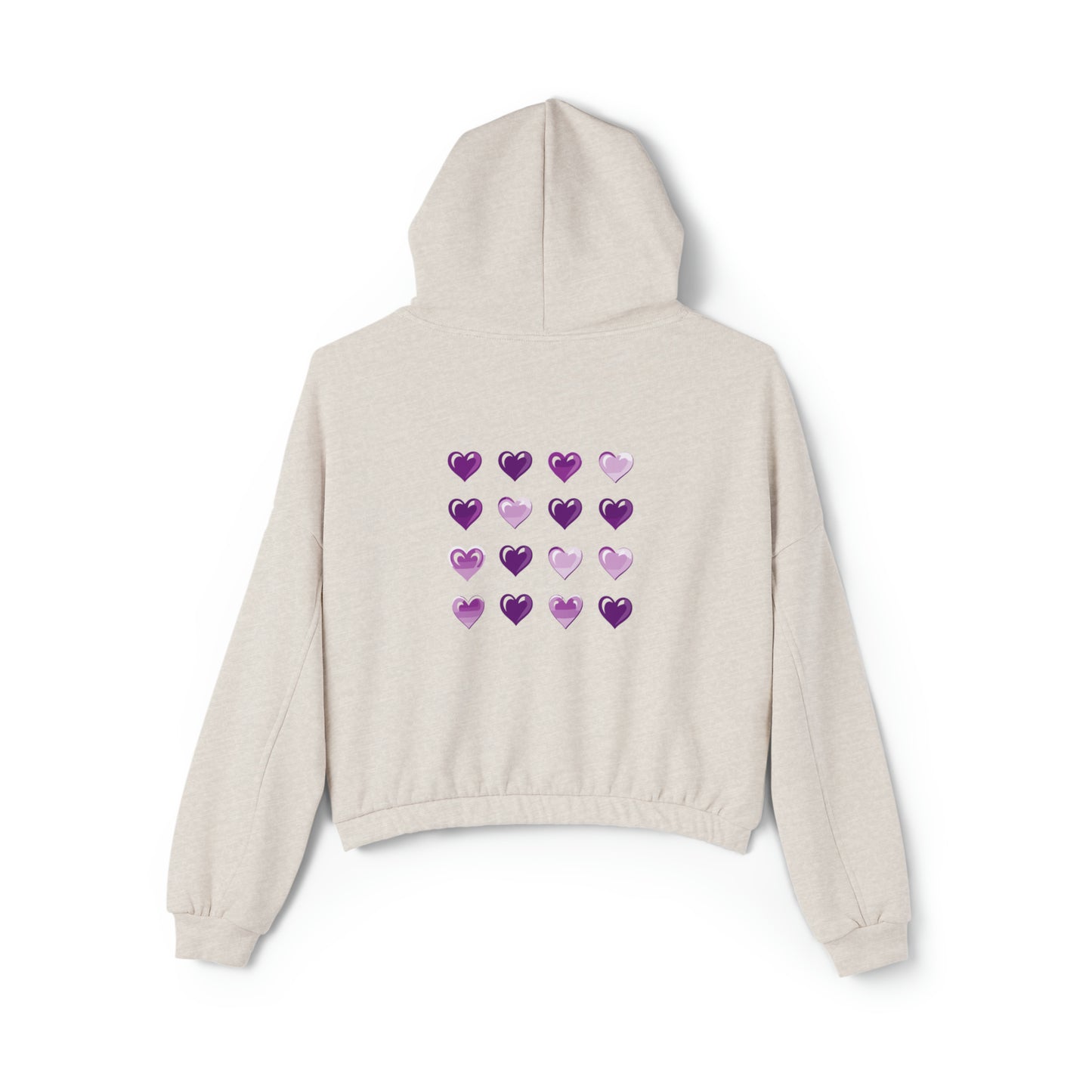 Valentine's best Gift, purple and white hearts design Women's Cinched Bottom Hoodie