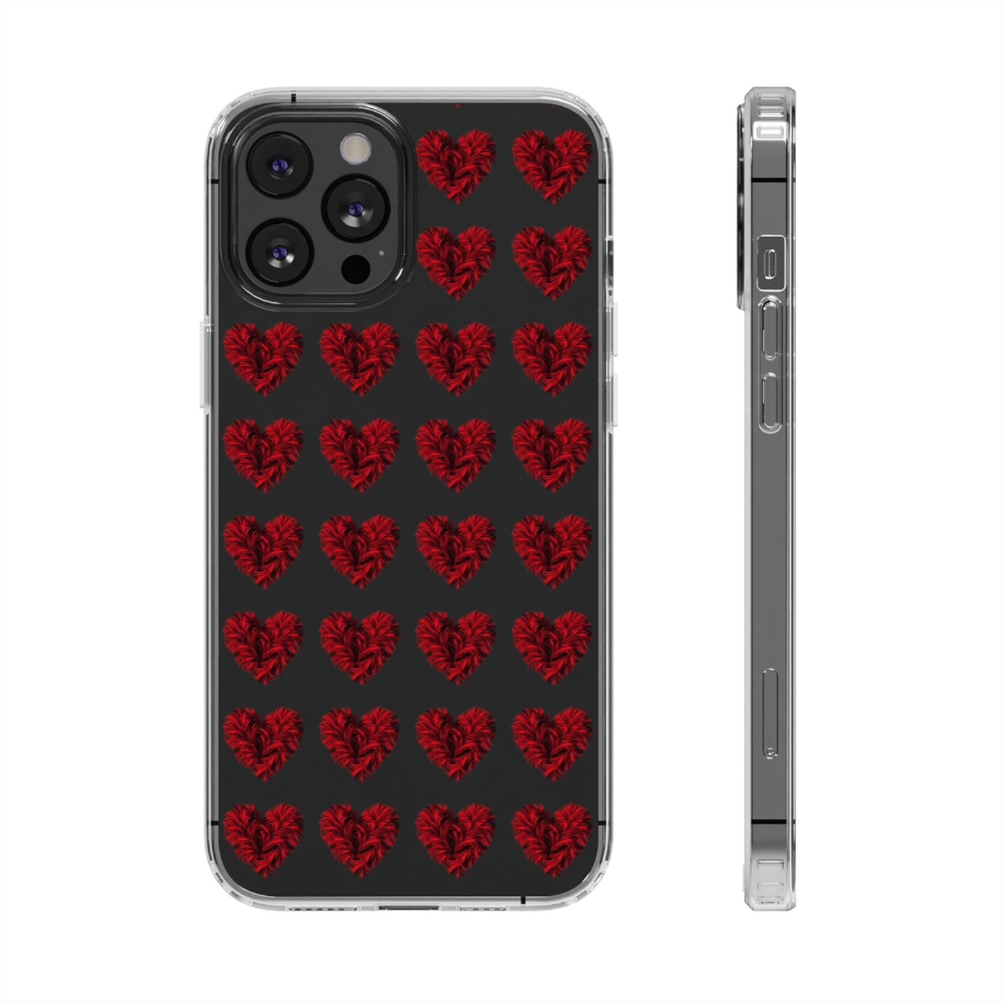 Valentine's Day, red heart shape design Clear Cases