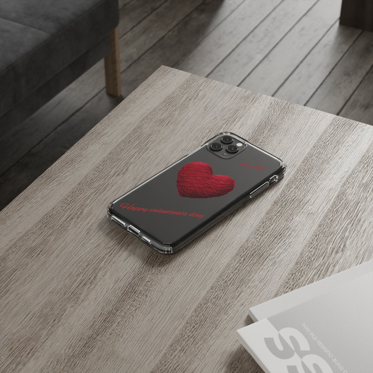 Valentine's Day, red heart shape design Clear Cases