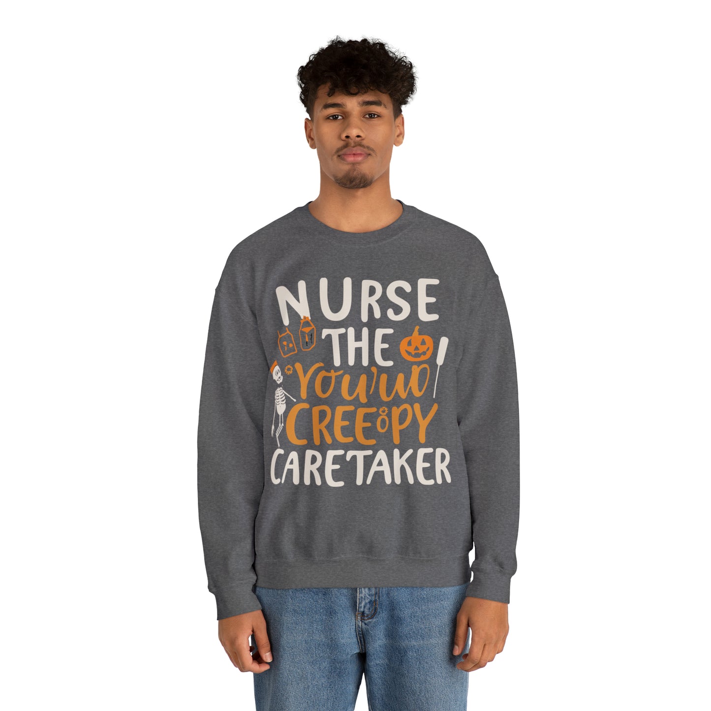 Nurse The Creepy Caretaker Halloween Sweatshirt, Spooky Season Halloween Sweatshirt, Halloween Costume, Spooky Sweatshirt, Halloween Gifts