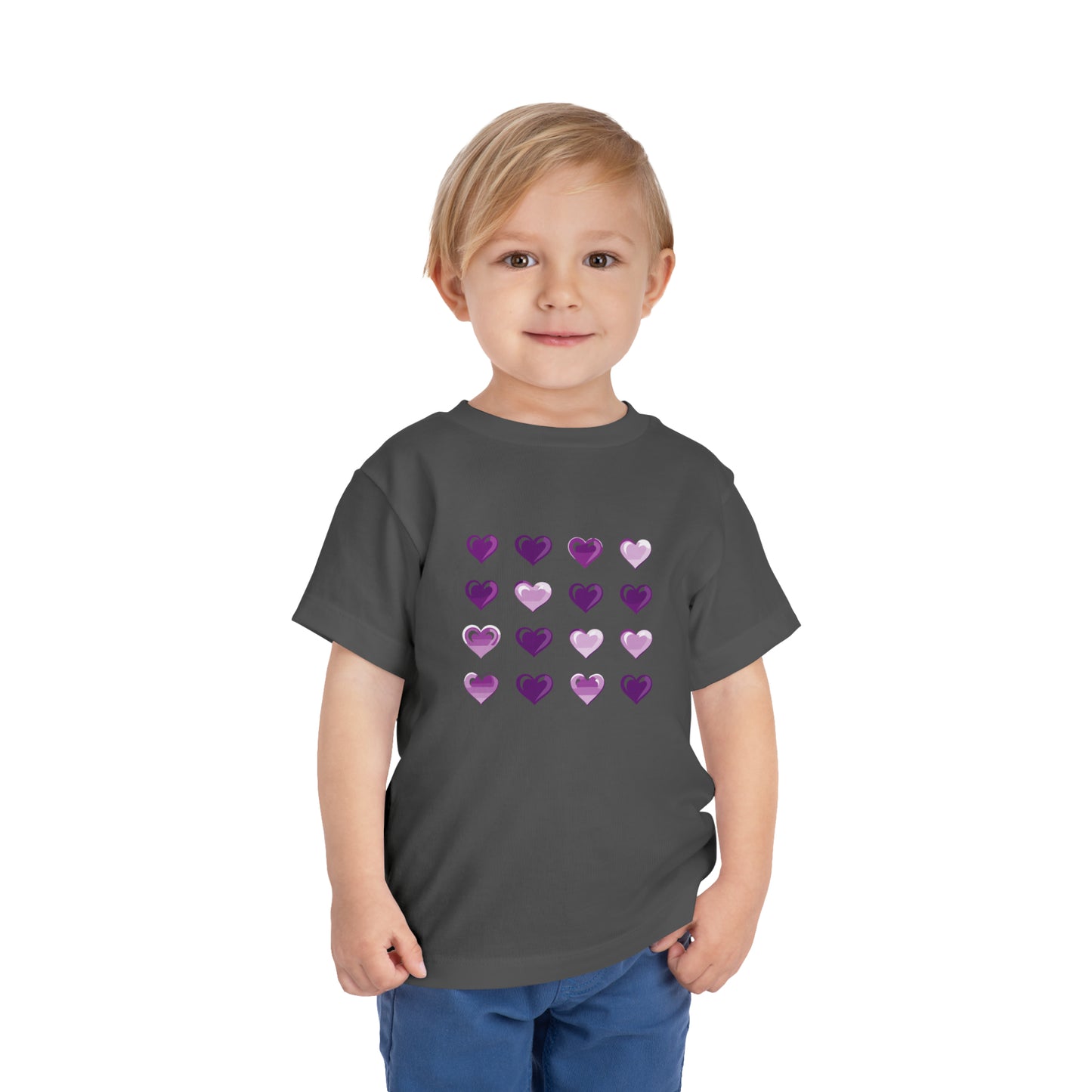 Valentine's purple and white hearts shape design Toddler Short Sleeve Tee