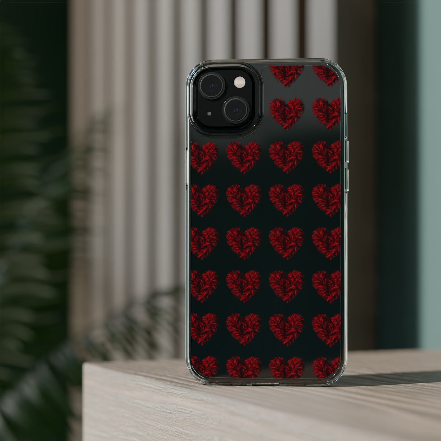 Valentine's Day, red heart shape design Clear Cases