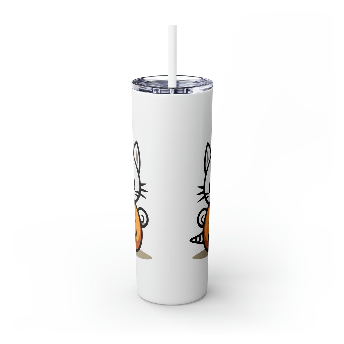 Halloween Skinny Tumbler with Straw 20oz - Spooky Drinkware - Cat Theme - BPA-Free, Reusable Cup, Halloween Tumbler, Halloween Gift
