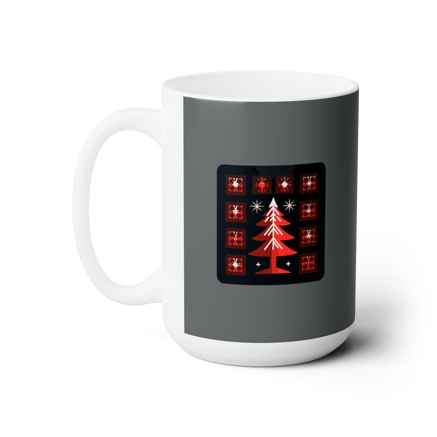 A big Christmas tree decoration, Dark grey Ceramic Mug 15oz