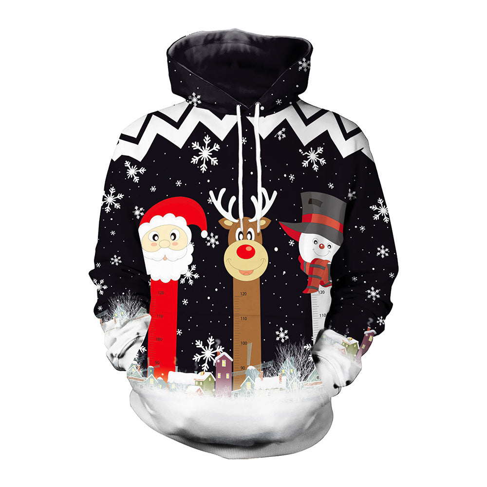 Men's And Women's Fashion Simple Printed Christmas Hooded Sweater