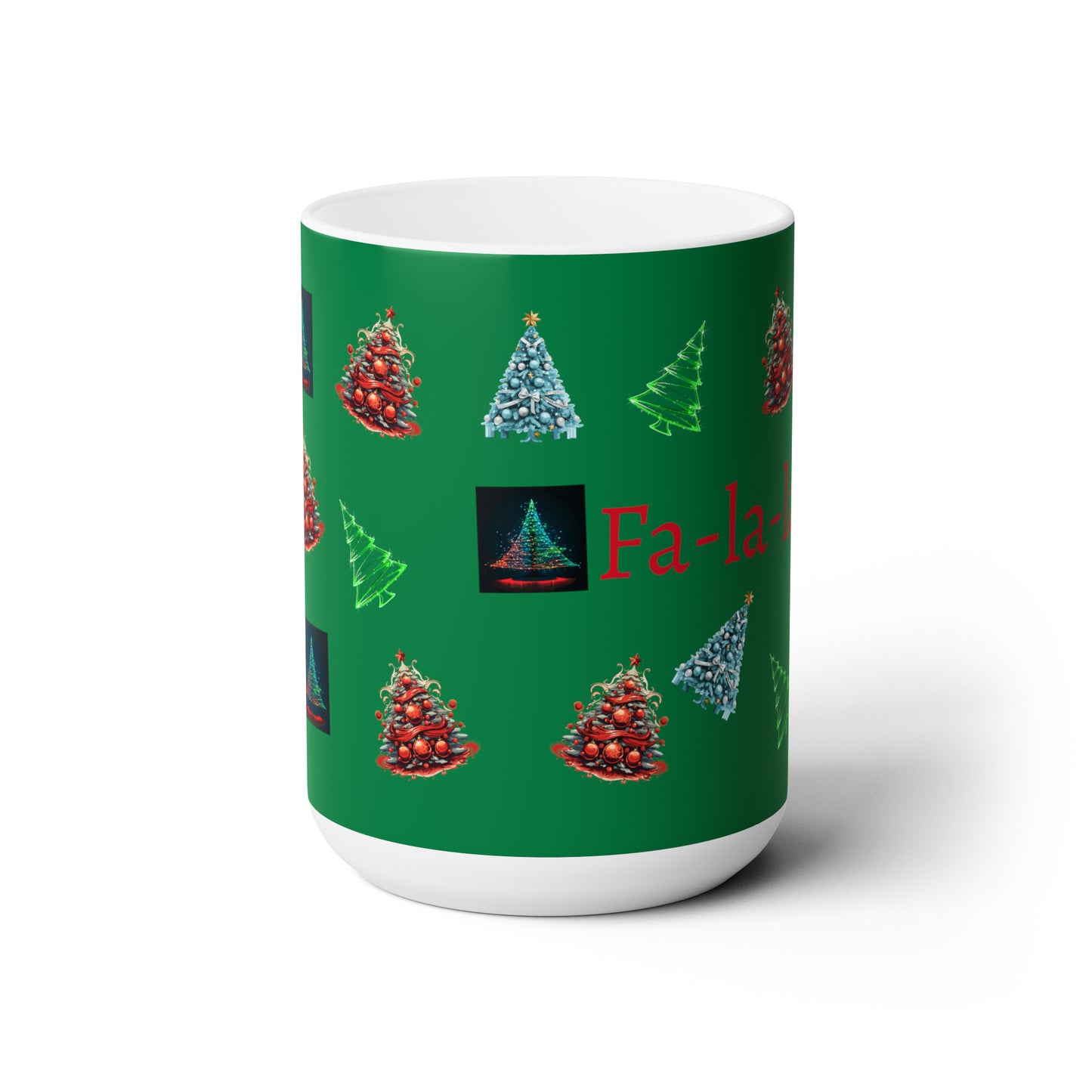 Fa-la-la Christmas Dark green Ceramic Mug 15oz