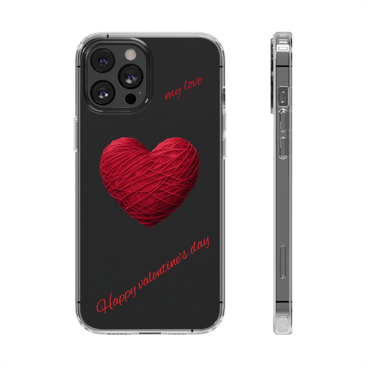 Valentine's Day, red heart shape design Clear Cases