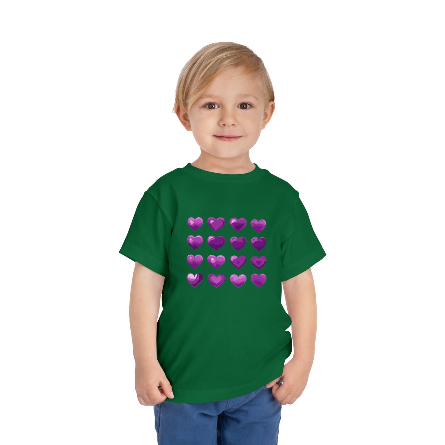 Valentine's purple hearts shape design Toddler Short Sleeve Tee