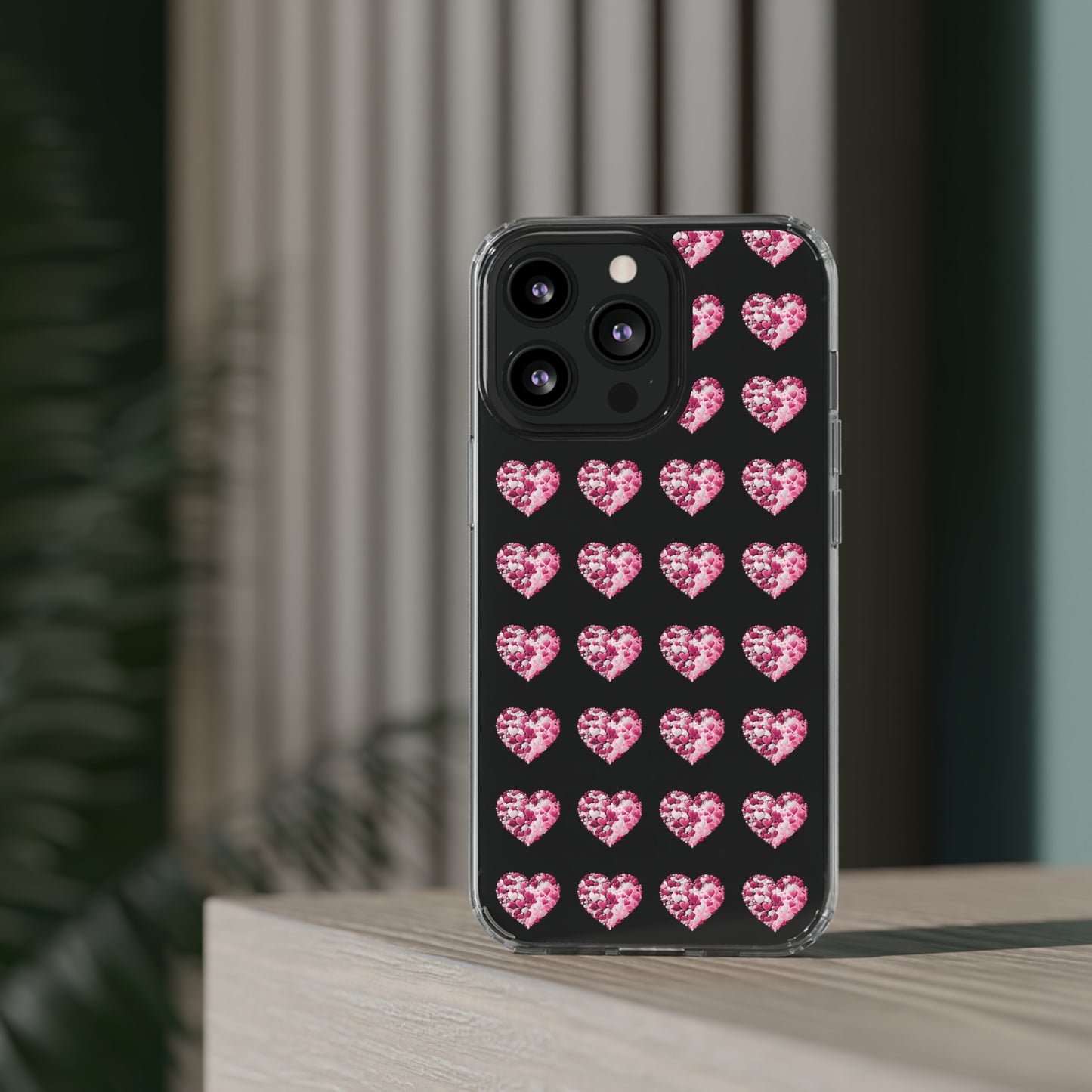 Valentine's Day, red heart shape design Clear Cases