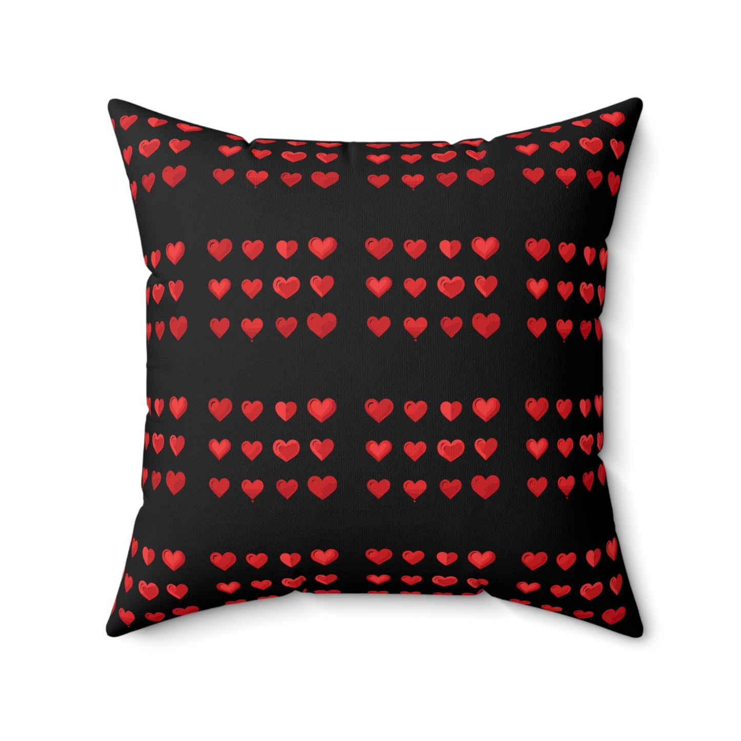 Valentine's day best home decor red hearts design on black Spun Polyester Square Pillow