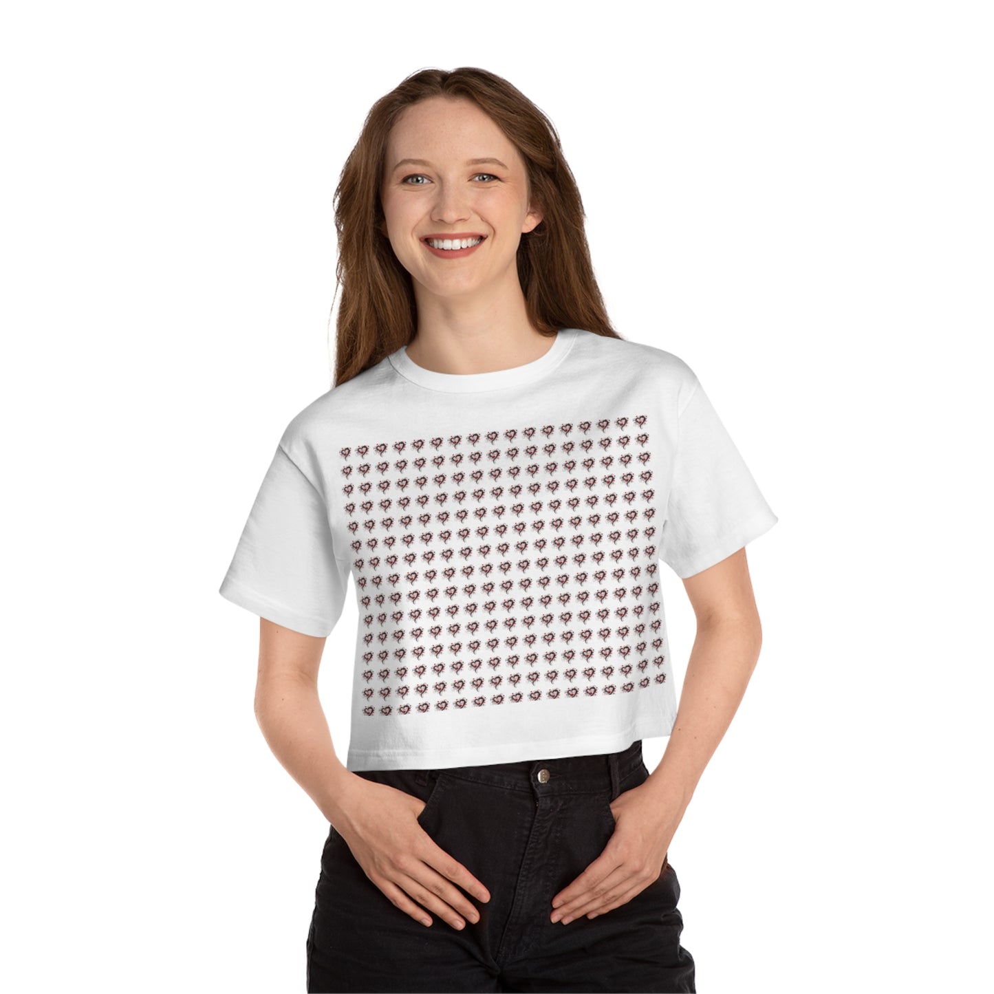 Valentine's and musical combination Champion Women's Heritage Cropped white T-Shirt for valentine's day.