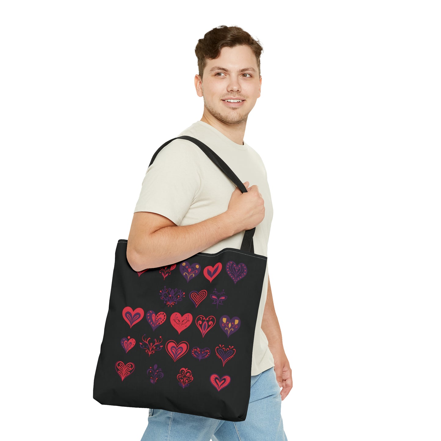 Valentine's black Tote Bag (AOP)