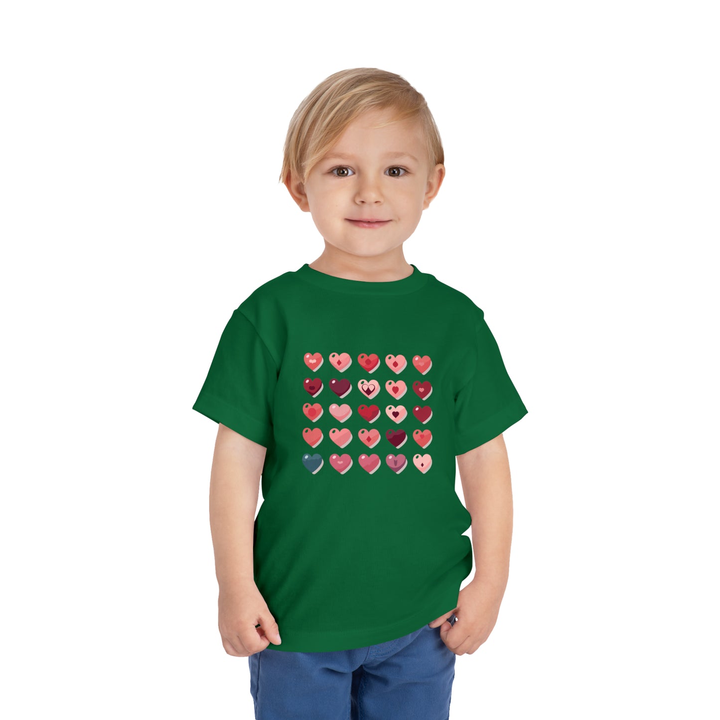 Valentine's multi color hearts shape design Toddler Short Sleeve Tee