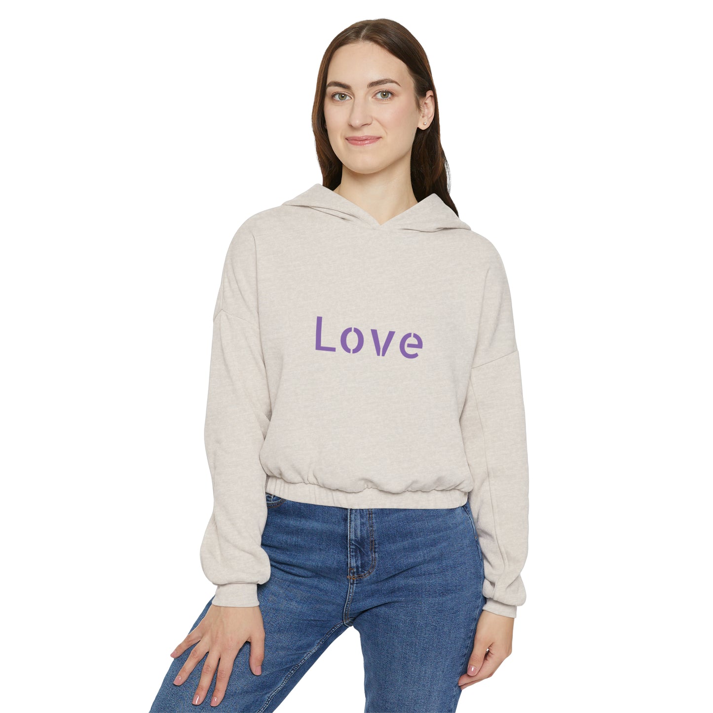 Valentine's best Gift, purple and white hearts design Women's Cinched Bottom Hoodie