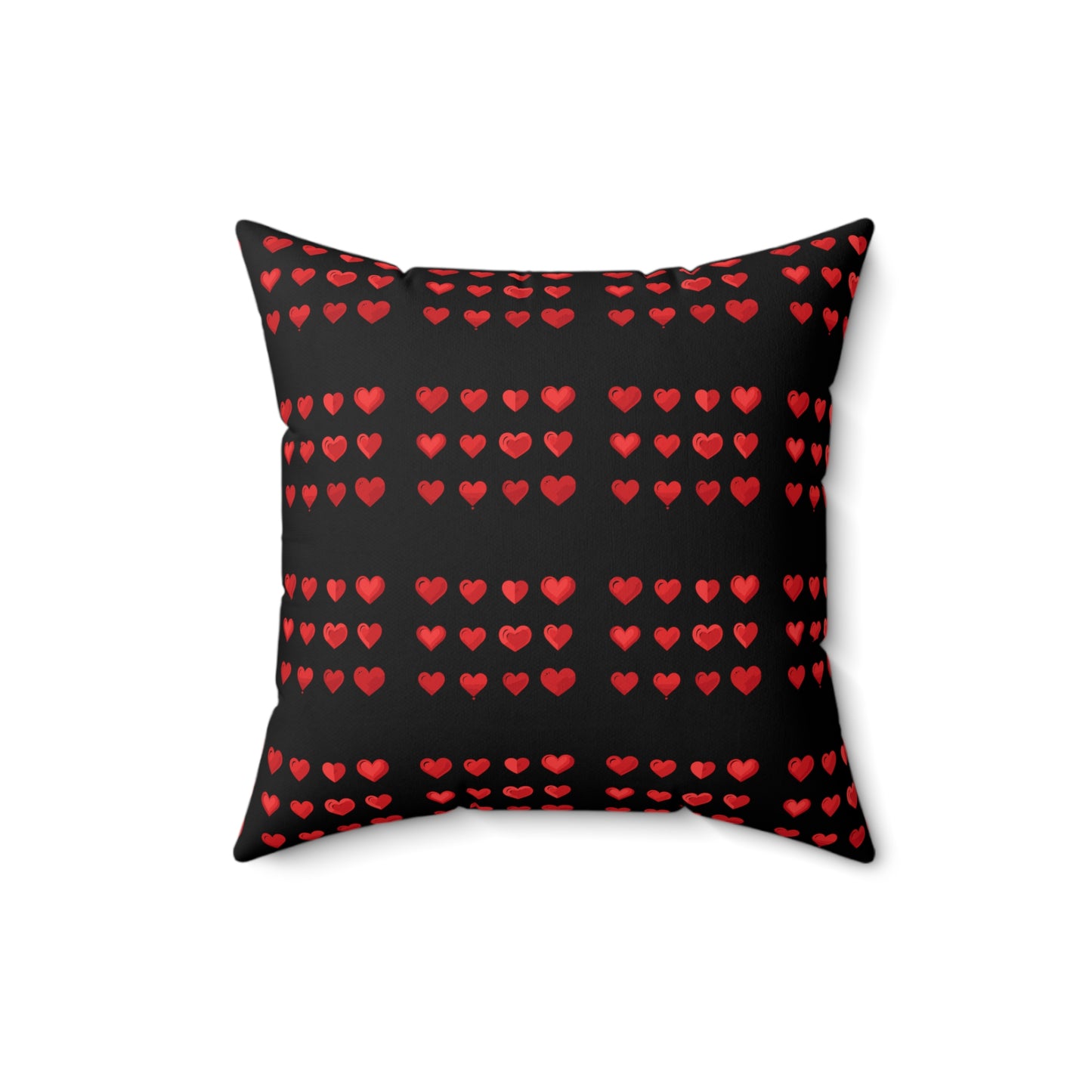 Valentine's day best home decor red hearts design on black Spun Polyester Square Pillow