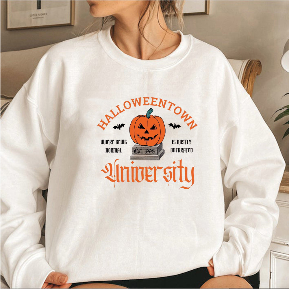 Women's Halloween Print Pumpkin Crew Neck Sweatshirt