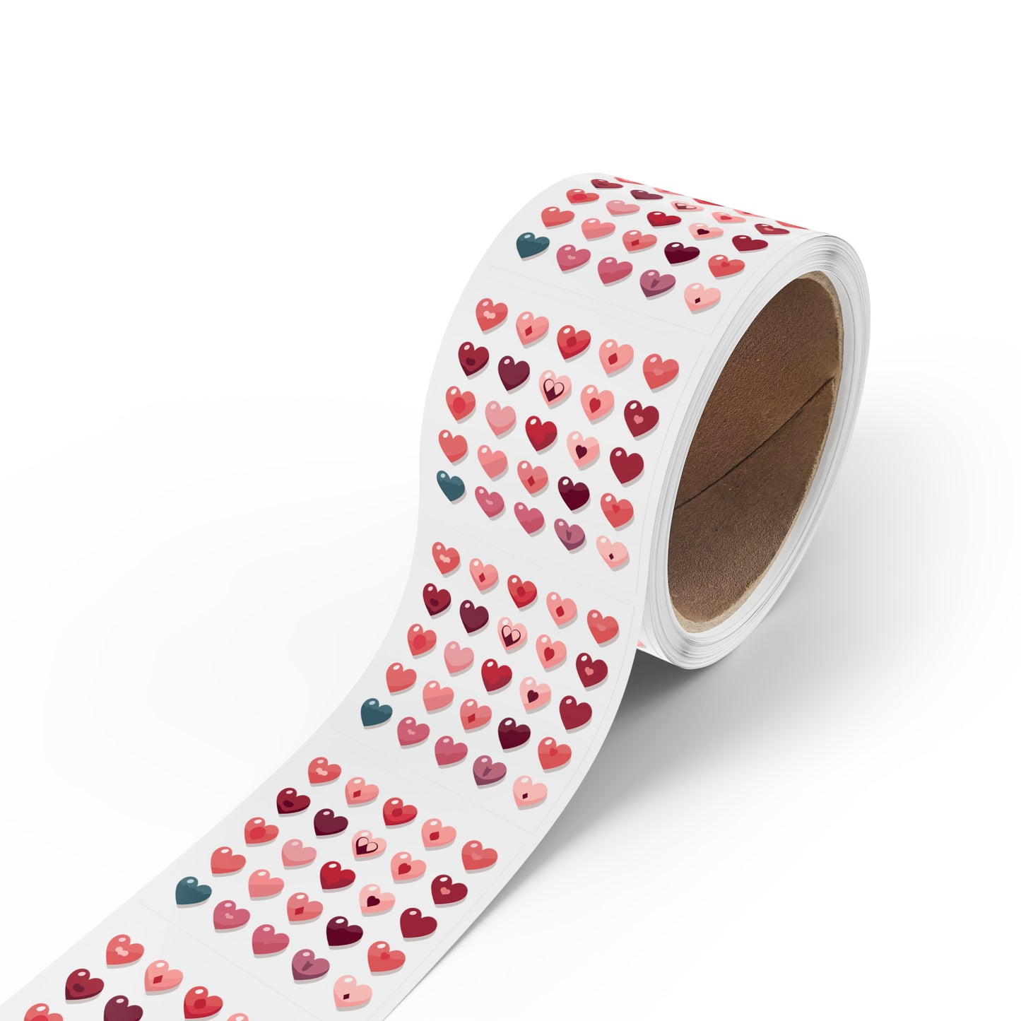 Valentine's day multi color hearts shape Square Sticker Label Rolls