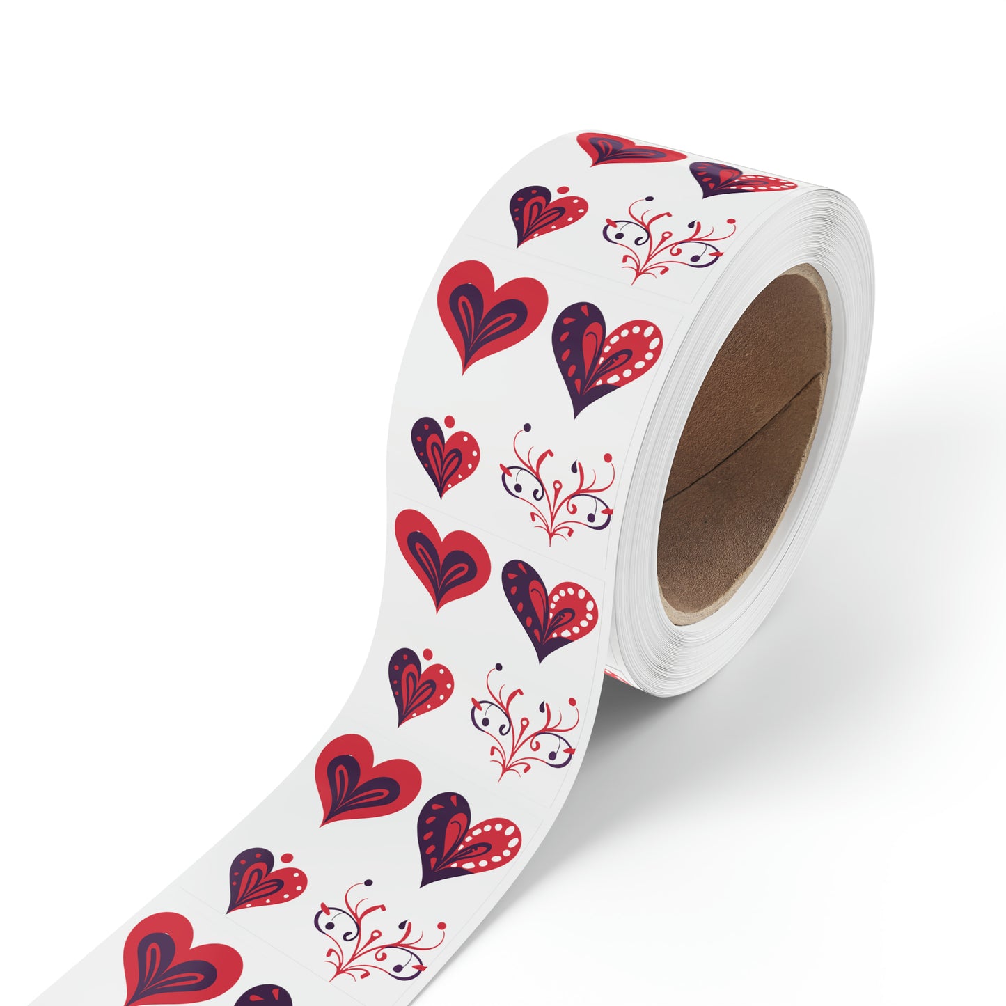 Valentine's day red hearts Square Sticker Label Roll