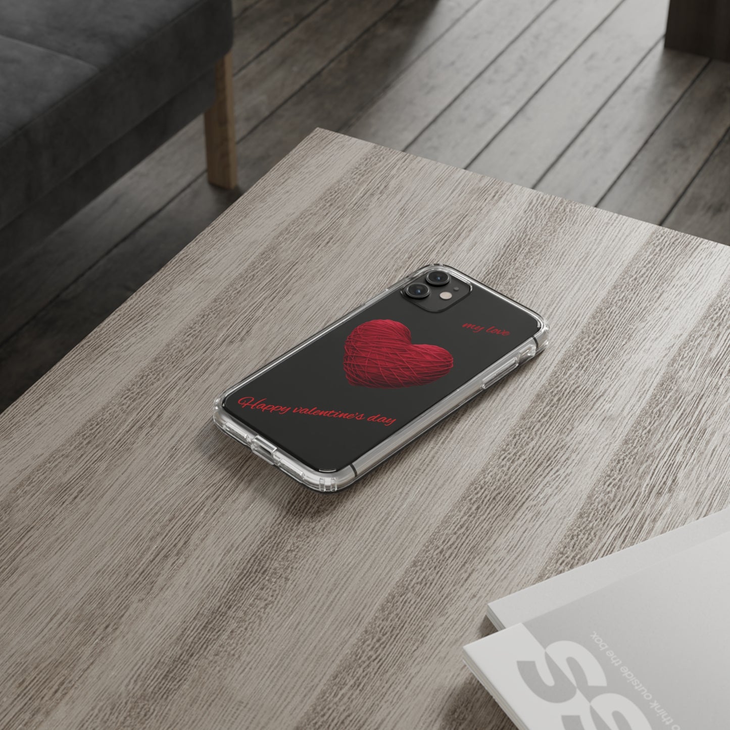 Valentine's Day, red heart shape design Clear Cases