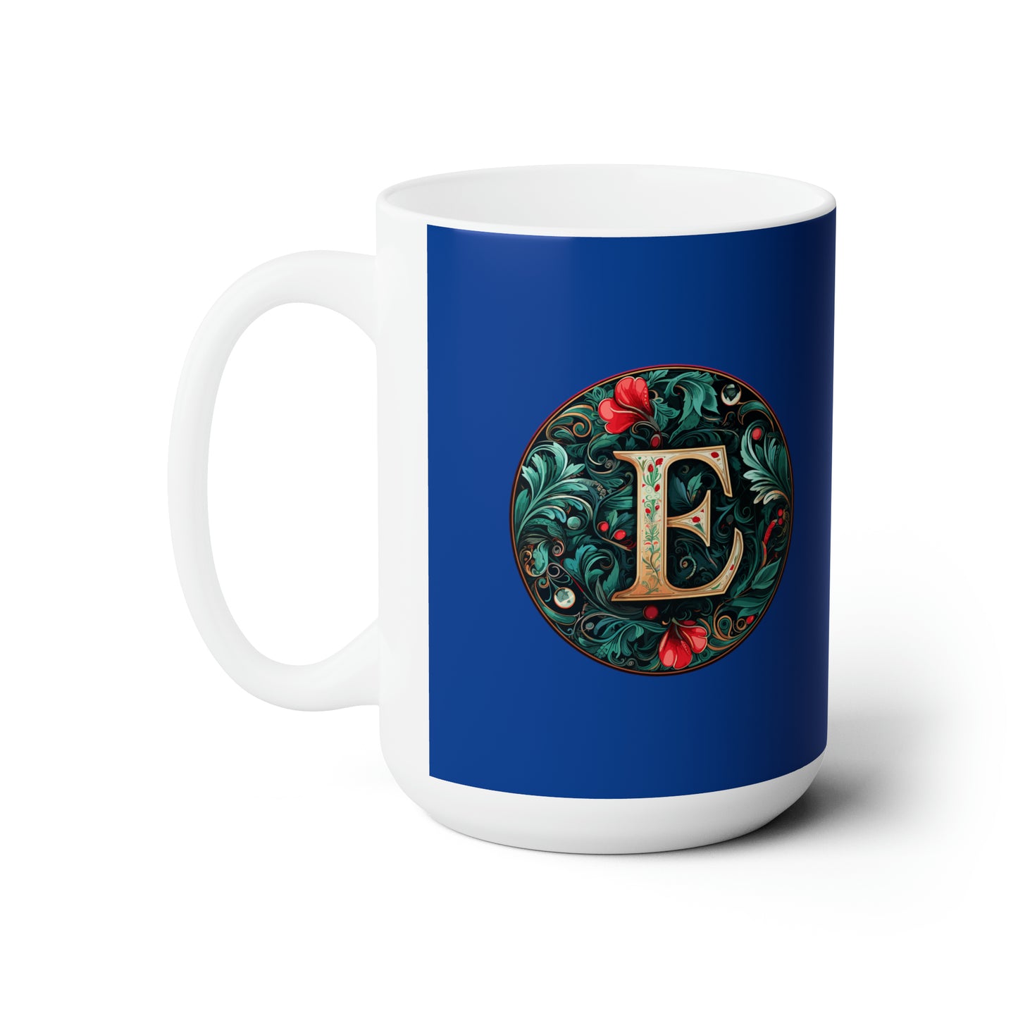 Christmas colorful Alphabet R design dark blue Ceramic Mug 15oz