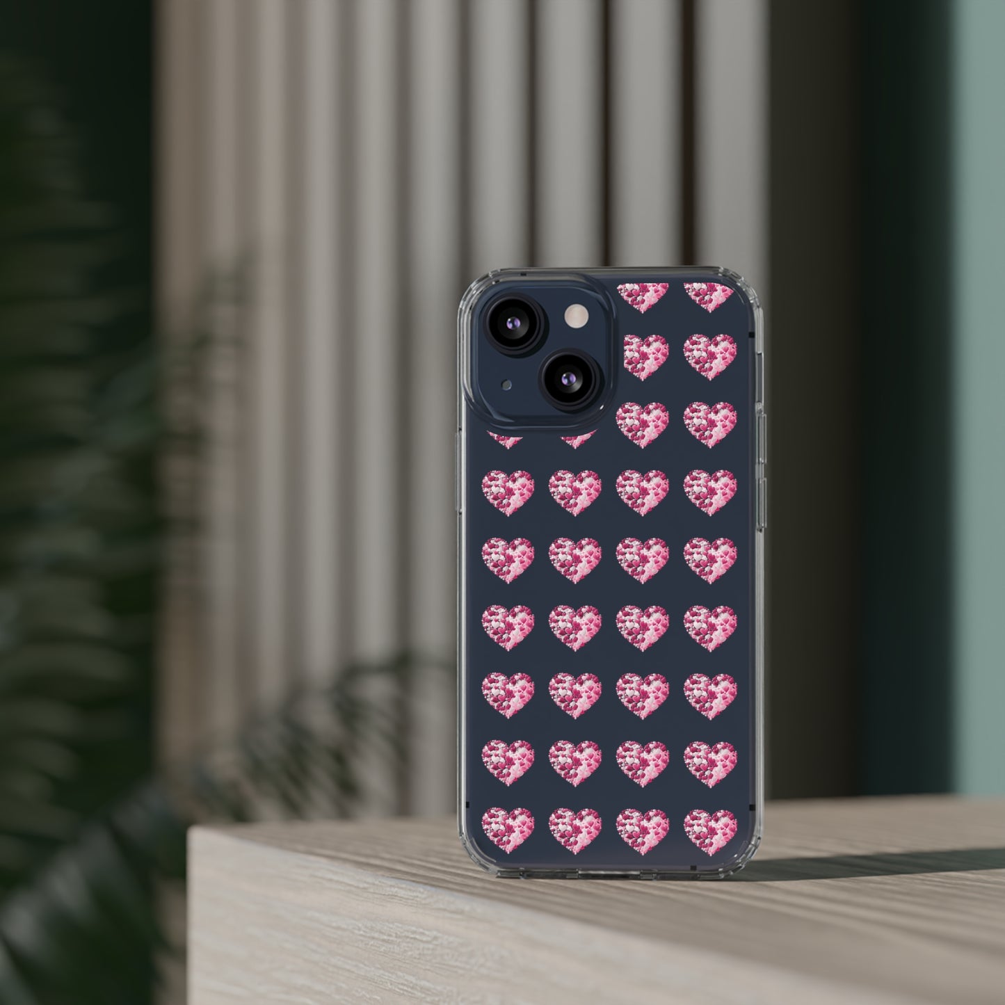 Valentine's Day, red heart shape design Clear Cases